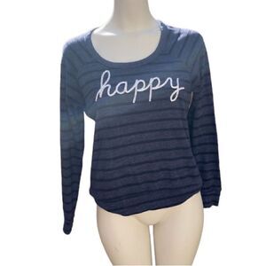 Sundry Happy  Blue Long Sleeve Striped sweater size small